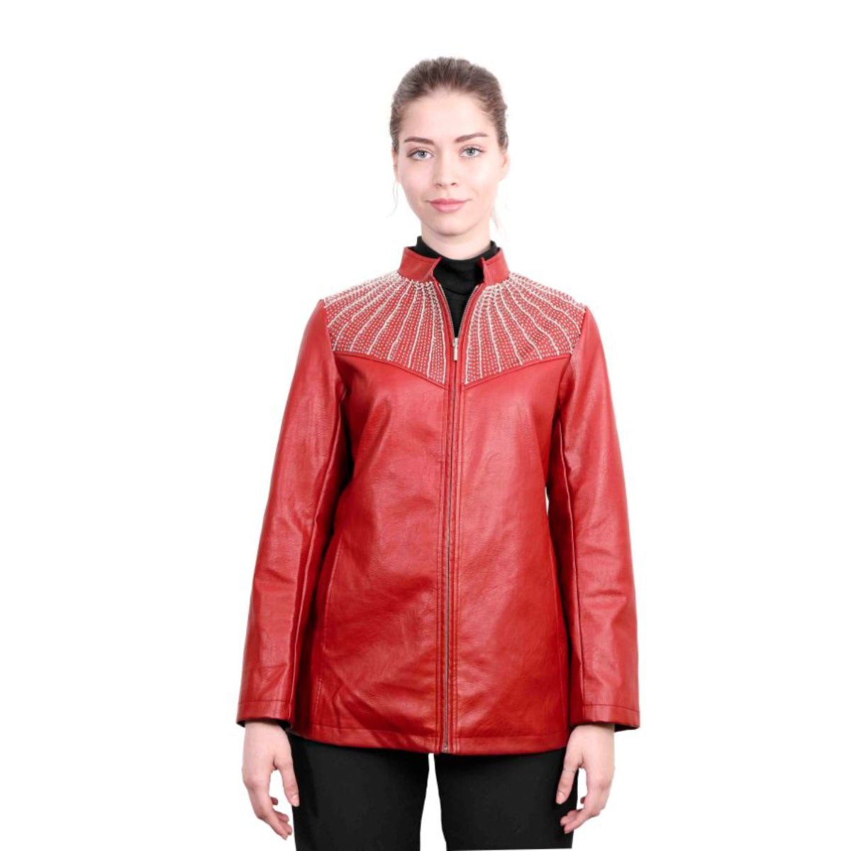 Ameri Mode Red Leather Women's Jacket